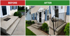 Iron Rod Railing Installation in Cheshire, CT by Arnold's Masonry and Construction